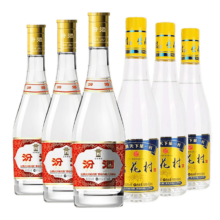 PLUS会员：汾酒 杏花村53度白酒 黄盖玻汾475ml*3瓶+金标450ml*3瓶