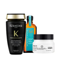 88VIP会员：KÉRASTASE 卡诗 奢养护发黑钻洗发水250ml+发膜250ml+摩洛哥精油100ml