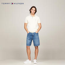 TOMMY HILFIGER 春夏男珠地网眼印花门襟度假T恤 M （推荐：135-150斤）