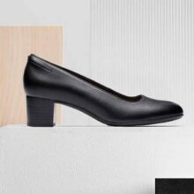 Clarks 其乐 LINNAE PUMP 女士牛皮革粗跟浅口单鞋