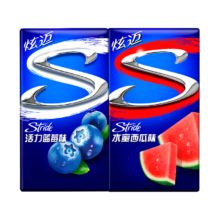 PLus会员，炫迈无糖口香糖 西瓜蓝莓2盒片装 清新口气（28片*2）100.8g