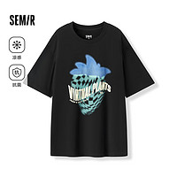 Semir 森马 短袖T恤男夏季男女同款休闲风上衣t恤百搭简约款 K款-黑色90001 160/80A/XS