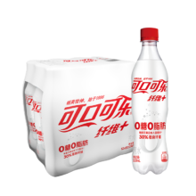 PLUS会员：可口可乐 纤维+无糖零热量 汽水 碳酸饮料 500ml*12瓶*2件