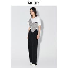 MECITY 女士夏新款立体蝴蝶结甜美T恤518560