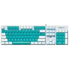 PLUS会员：AULA 狼蛛 F2068Pro机械键盘鼠标  有线键鼠三件套装 白绿【青轴】热插拔