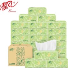 清风 绿花抽纸3层100抽 24包 *4件