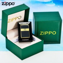 ZIPPO煤油打火机 之宝美国原装煤油防风盔甲打火机珐琅标志男士礼物 常规机金黑