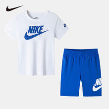 NIKE 耐克 童装男女童短袖T恤短裤套装夏季短T短裤2件套 土耳其蓝 110(5)