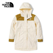 THE NORTH FACE 北面 冲锋衣女户外防风单层中长款外套7WBR 米白色/N3N S