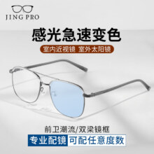 PLUS会员： JingPro 镜邦 1.56极速感光变茶/变粉/变蓝/变黄/变灰镜片+时尚男女钛架多款可选