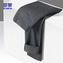 ROMON 罗蒙 休闲裤男春夏季商务宽松直筒裤子男潮流百搭易穿搭男裤7108深灰32
