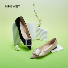 NINE WEST 玖熙 方糖单鞋法式钻扣2024秋新款尖头平底鞋女