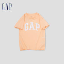Gap 盖璞 女童2024夏季纯棉翻转亮片渐变色logo短袖T恤儿童装890374 橘色 160cm(XL)亚洲尺码