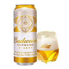 Budweiser 百威 金尊啤酒 单一品质麦芽 高端小麦啤酒 金尊 500mL 12罐 礼盒装 + 金尊杯