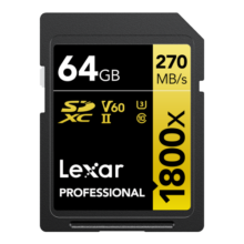 雷克沙1800X V60 SD卡相机内存卡高速U3 4K高清 微单反SD存储卡大卡 SD卡 64G 新升级读280M 写210M 强悍影像性能