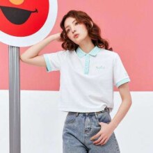 ANTA 安踏 短袖POLO衫女休闲百搭T恤芝麻街X安踏联名
