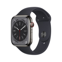 Apple/苹果 Watch Series 8 智能手表GPS+蜂窝款41毫米石墨色不锈钢表壳午夜色运动型表带 S8 MNJK3CH/A