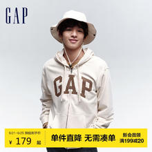 Gap 盖璞 男女装春季2024新款LOGO美式复古法式圈织软卫衣外套892182 米