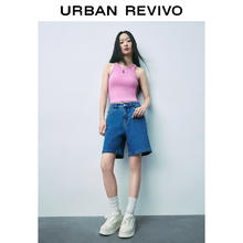 UR 2024夏季新款女装打底外穿刺绣修身无袖圆领背心UWU440053