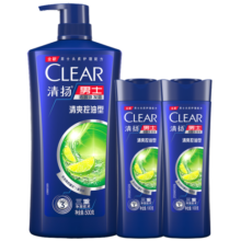 清扬（CLEAR）洗发水男士去屑控油清洁清爽留香 女士洗发露 大容量家庭装 清爽去油型500g+100g*2瓶