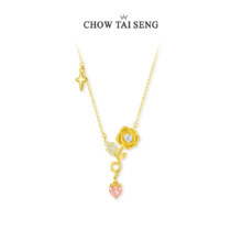 Chow Tai Seng 周大生 黄玫瑰S925纯银轻奢高级感项链