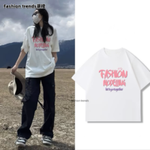拉夏贝尔同款纯棉重磅纯棉T恤短袖潮牌男女