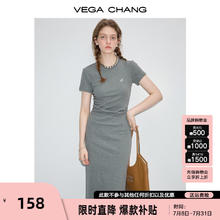 限移动端：VEGA CHANG 连衣裙女2024年夏季新款显瘦气质减龄长裙高级感t恤裙子