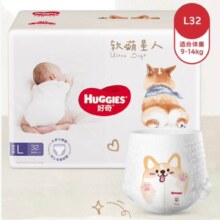 好奇（Huggies）软萌星人柯基裤成长裤L32片(9-14kg)*4件