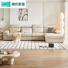 百亿补贴：LINSY 林氏家居 现代简约猫抓布沙发客厅多功能科技布沙发林氏木业QDZ267 左双人+右双人+通用脚踏