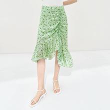 MO&Co. 摩安珂 桑蚕丝混纺碎花茶歇裙半身裙女装