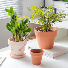 众礼 红陶花盆带托盘粗陶透气陶土盆客厅阳台多肉植物泥瓦陶瓷特价清仓