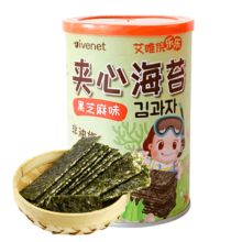艾唯倪（ivenet）海苔夹心脆 即食条斑紫菜 黑芝麻味40g*5件