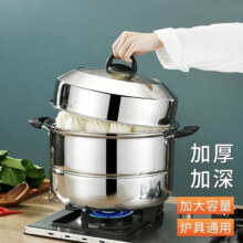 拜格蒸锅不锈钢锅家用厨房蒸馒头鱼蟹二层汤蒸锅燃气灶电磁炉通用 双层蒸锅 2层 28cm