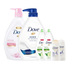 PLUS会员:多芬 深层莹润沐浴乳套装 深层1kg+樱花1kg+送190ml*2+洗护50ml*2