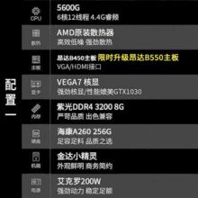 AMD 锐龙R5 5600G 新品主机企业家用办公游戏台式电脑主机设计师电脑DIY组装机 配置一/5600G/8G/256G