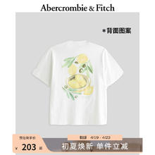 Abercrombie & Fitch 男装女装情侣装 24春夏新品 时尚百搭美式风印花T恤 359206-1 白色 S (175/92A)