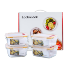乐扣乐扣（LOCK&LOCK）微波炉饭盒 玻璃套装保鲜盒四件套（740ml*2+840ml*2）LLG429S003