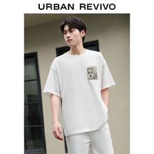 URBAN REVIVO 男士简约纹样绣宽松T恤衫