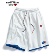 CHARLES JANG'S HAPPY HEART 查尔斯桃心 短裤男女情侣款爱心logo刺绣休闲宽松潮流百搭五分裤篮球训练裤