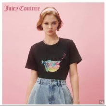 Juicy Couture 橘滋 生气鱼Logo立体彩绣女式T恤