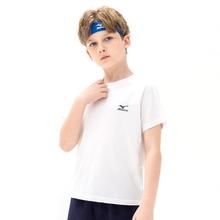 Mizuno 美津浓 男童夏季圆领短袖T恤简约休闲百搭中大童舒适透气户外运动上衣