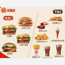 BURGER KING 汉堡王 尝鲜汉堡小食随心配 单次券 到店兑换电子券