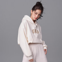 Gap 女装冬季LOGO碳素软磨抓绒805282连帽卫衣