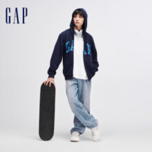 Gap男女装春季2024新款LOGO美式复古法式圈织软卫衣外套892182 海军蓝 170/92A(M)亚洲尺码