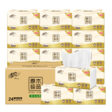 PLUS会员：Breeze 清风 原木纯品抽纸 3层100抽24包*4件
