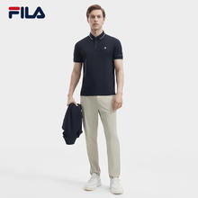 FILA 斐乐 男装针织短袖POLO衫2024夏季时尚休闲凉感短袖上衣男 传奇蓝-NV 175/96A/L