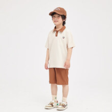 大嘴猴（paul frank）儿童套装2024夏季男童女童时尚休闲百搭简约套装 卡其 140