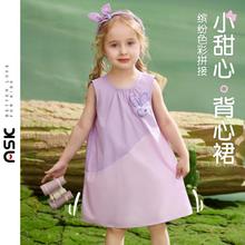 ASK junior 2024夏装女童拼接撞色无袖可爱婴幼裙子