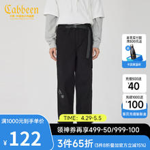 Cabbeen 卡宾 男装直筒牛仔裤男时尚卡扣工装裤青年长裤男士裤子男 煤黑色01 28