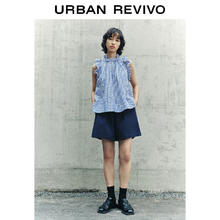 URBAN REVIVO UR2024夏季女休闲简约百搭松紧腰抽绳薄款短裤UWL640028 宝蓝 S